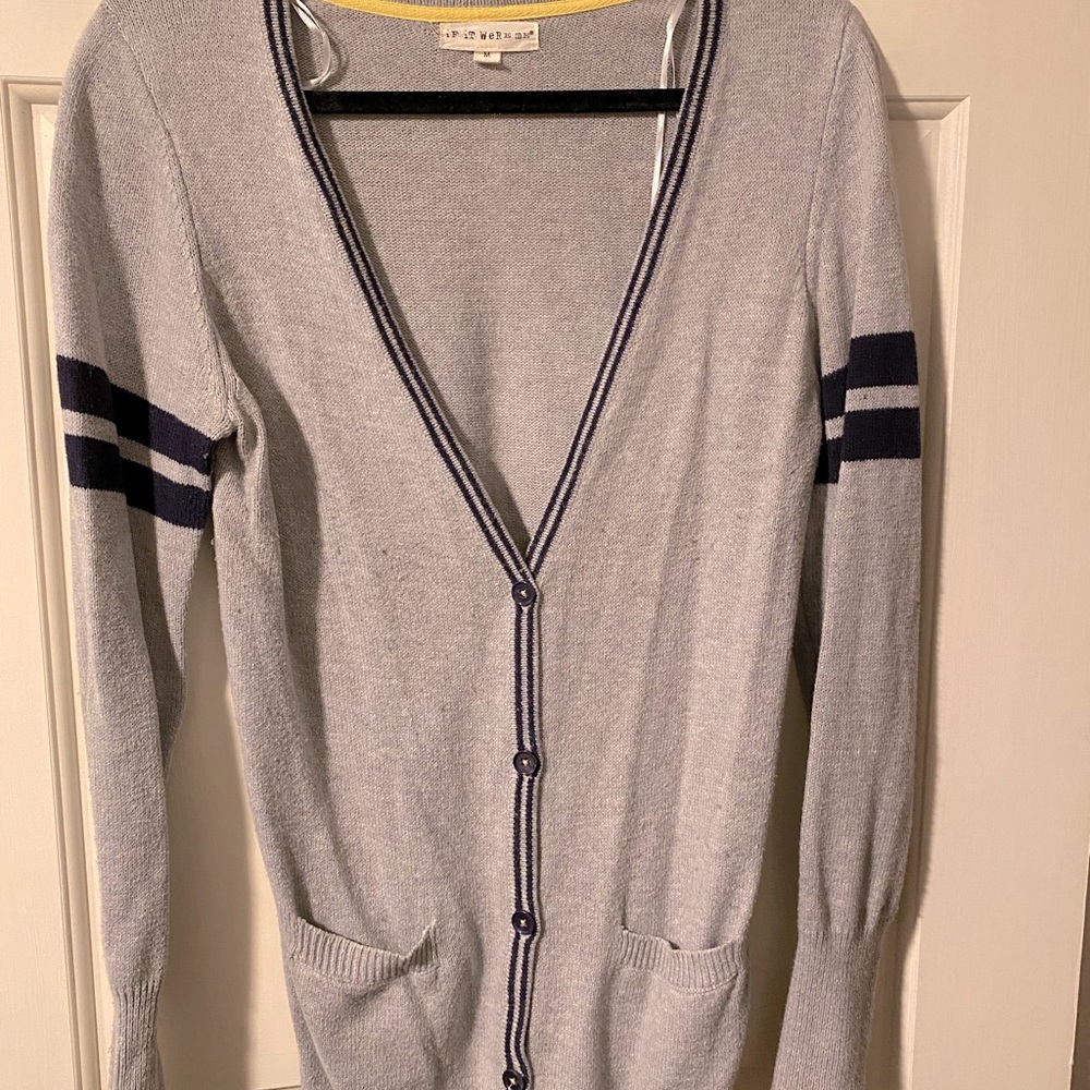 If it were me gray and navy cardigan with functional pockets